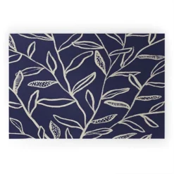 Alisa Galitsyna Navy Blue Patterned Leaves Welcome Mat - Society6 -Safavieh Store GUEST 5cd4589a 9a39 48d7 9a42 4c493bf12ac0