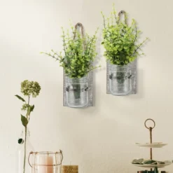 Set Of 2 3.3" X 5.5" Rustic Wooden Mason Jar Wall Sconce Set Worn White/Brown - Stonebriar Collection -Safavieh Store GUEST 5f0db9a0 9acb 4424 b0ed dee4d0f6dde9