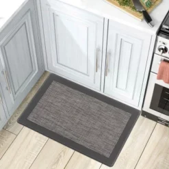 World Rug Gallery Textline Bordered Anti-Fatigue Standing Mat