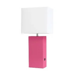 21" Lexington Leather Base Modern Home Decor Bedside Table Lamp With USB Charging Port And Fabric Shade - Lalia Home 35 21" Lexington Leather Base Modern Home Decor Bedside Table Lamp With USB Charging Port And Fabric Shade - Lalia Home -Safavieh Store GUEST 61c4d842 8383 4c65 a3fc bb9be28f7a3e