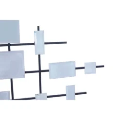 Glam Metal Abstract Wall Decor With Square Mirrored Accents Black - Olivia & May -Safavieh Store GUEST 63ae5f72 7c17 4456 b39c c6cec8734837