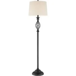 Franklin Iron Works Annie Rustic Floor Lamp With Black Riser 67 1/2" Tall Bronze Iron Scroll Cream Hardback Drum Shade For Living Room Bedroom Office -Safavieh Store GUEST 65331db8 0f78 45f2 87cb b9a16795758e