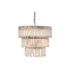 3-Tier Round Metal Chandelier With 3 Lights And Hanging Wood Beads Cream - Storied Home -Safavieh Store GUEST 65f68a04 67e5 4435 a153 5665e1549672