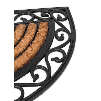 BIRDROCK HOME 18 X 30 Half Round Natural Coir And Rubber Doormat With Scroll Border 4 BIRDROCK HOME 18 X 30 Half Round Natural Coir And Rubber Doormat With Scroll Border - Image 2