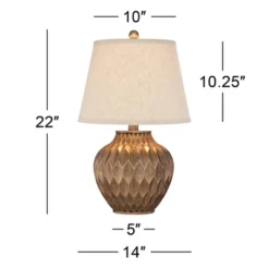 360 Lighting Accent Urn Table Lamp With USB Charging Port 22" High Warm Bronze Drum Shade For Living Room Desk Bedroom House -Safavieh Store GUEST 6e8066d4 1a20 45e1 822e 9dacd21fcc24