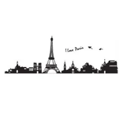 Unique Bargains Self Adhesive Buildings Eifel Tower Sticker Deca PVC Wall Mural 24" X 35" Black 1 Pc -Safavieh Store GUEST 6f6231de 9552 437c 859e 74a7e8aa479b
