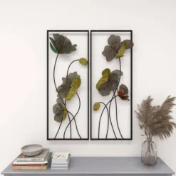 Metal Floral Wall Decor With Black Frame Set Of 2 Black - Olivia & May -Safavieh Store GUEST 6f88fd93 6b14 4175 a749 cc2d35ae7a47