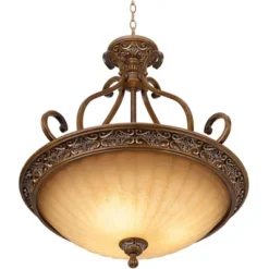 Kathy Ireland Sterling Estate Golden Bronze Pendant Chandelier 26 1/2" Wide Rustic Champagne Bowl Shade 3-Light Fixture For Dining Room Kitchen Island -Safavieh Store GUEST 706706a2 27d1 4081 976d a8f40b5ff410