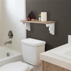 24" X 7" Abbidee Wood Shelf With Corbels Brown/White - Kate & Laurel All Things Decor -Safavieh Store GUEST 7126bb97 14a6 42a5 a96c 4c0b7897fd78