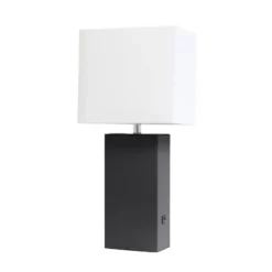 21" Lexington Leather Base Modern Home Decor Bedside Table Lamp With USB Charging Port And Fabric Shade - Lalia Home 32 21" Lexington Leather Base Modern Home Decor Bedside Table Lamp With USB Charging Port And Fabric Shade - Lalia Home -Safavieh Store GUEST 73c87b18 0ec9 4417 abbb 8fa1cd57c96d