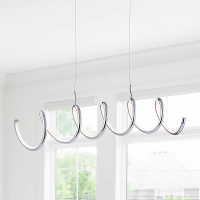 31" LED Dimmable Adjustable Metal Linear Pendant Chrome - Jonathan Y 5 31" LED Dimmable Adjustable Metal Linear Pendant Chrome - Jonathan Y - Image 3
