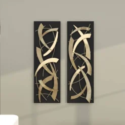 Set Of 2 Metal Abstract Dimensional Wall Decors With Wood Backing Gold - Olivia & May -Safavieh Store GUEST 7667062d 93de 4fd4 a70b dc3d621fa1c9
