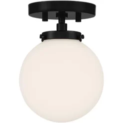 Possini Euro Design Jilly Modern Ceiling Light Semi Flush Mount Fixture 6 3/4" Wide Black White Glass Globe Shade For Bedroom Kitchen Living Room Home -Safavieh Store GUEST 7994f1f5 c085 4335 993f d468a911d439