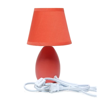 9.45" 2pk Petite Ceramic Oblong Bedside Table Desk Lamps With Matching Tapered Drum Shade Orange - Creekwood Home 4 9.45" 2pk Petite Ceramic Oblong Bedside Table Desk Lamps With Matching Tapered Drum Shade Orange - Creekwood Home - Image 2