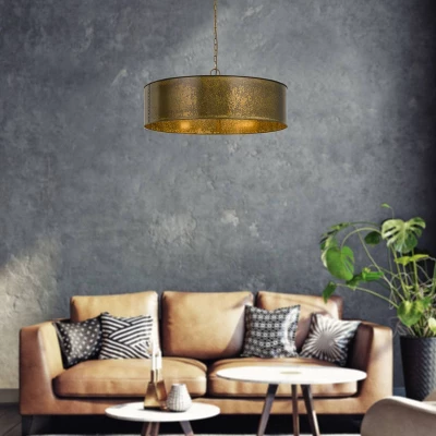 9.5" X 29.5" Metal Rochefort Round Chandelier Gold - Cal Lighting 4 9.5" X 29.5" Metal Rochefort Round Chandelier Gold - Cal Lighting - Image 2