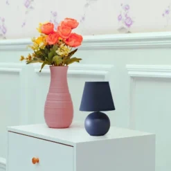 8.66" Petite Ceramic Orb Base Bedside Table Desk Lamp With Matching Tapered Drum Fabric Shade Blue - Creekwood Home -Safavieh Store GUEST 79bfa767 48e7 42f7 b46f e9b74e433281