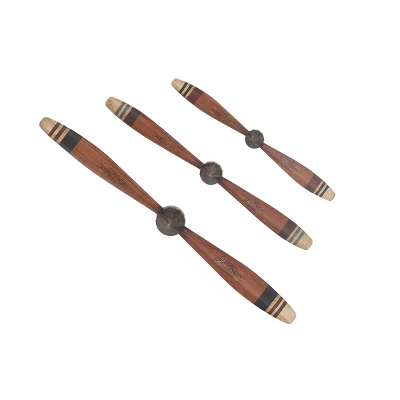 Set Of 3 Metal Airplane Propeller 2 Blade Wall Decors With Aviation Detailing Red - Olivia & May 3 Set Of 3 Metal Airplane Propeller 2 Blade Wall Decors With Aviation Detailing Red - Olivia & May