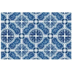 FlorArt French Quarter Low Profile Easy Clean Kitchen Mat Blue/White - Bungalow Flooring -Safavieh Store GUEST 7a5ec874 df5a 4d1c ab56 6ae764284156