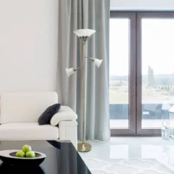 Torchiere Floor Lamp With 2 Reading Lights And Scalloped Glass Shades Antique Brass - Lalia Home -Safavieh Store GUEST 7a7a6b48 e826 43f1 be9d a87a2c0eee2d