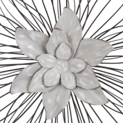 Set Of 3 Collection Of Floral Blooms Metal Wall Sculpture With Open Wire Petals White/Brown/Black - StyleCrfat -Safavieh Store GUEST 7c0b620f f435 46c2 ac93 69010bfd6529