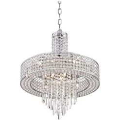 Vienna Full Spectrum Crystal Cascade Chrome Chandelier 19 1/2" Wide Modern 9-Light LED Fixture For Dining Room House Kitchen Island Entryway Bedroom -Safavieh Store GUEST 7cc93eb5 8f30 4103 bc5f 2bcaf808acc7