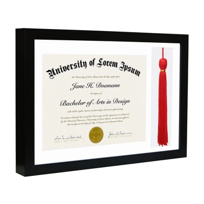 Americanflat 11x16 Graduation Frame With Tempered Shatter-resistant Glass - 2 Opening Mat Displays 8.5"x11" Diploma Or Certificate And Tassle - Available In A Variety Of Colors 3 Americanflat 11x16 Graduation Frame With Tempered Shatter-resistant Glass - 2 Opening Mat Displays 8.5"x11" Diploma Or Certificate And Tassle - Available In A Variety Of Colors