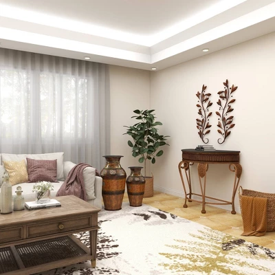 Metal Leaf Wall Decor Set Of 2 Brown - Olivia & May 5 Metal Leaf Wall Decor Set Of 2 Brown - Olivia & May - Image 3