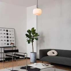 Novogratz X Globe Lily 1-Light Matte Brass Pendant Lighting With Frosted Ribbed Glass Shade - Globe Electric -Safavieh Store GUEST 8043a6a7 c16c 4ebb aab5 da6ab4ece662