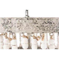 3-Tier Round Metal Chandelier With 3 Lights And Hanging Wood Beads Cream - Storied Home -Safavieh Store GUEST 8087b6a5 f132 4d5c 9c18 90174c0f3c58