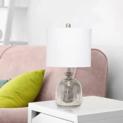Mercury Hammered Glass Jar Table Lamp With Linen Shade Silver - Lalia Home -Safavieh Store GUEST 80e67ed3 9480 4f12 9c46 d4981640e740