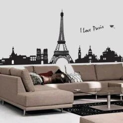 Unique Bargains Self Adhesive Buildings Eifel Tower Sticker Deca PVC Wall Mural 24" X 35" Black 1 Pc -Safavieh Store GUEST 82eba39d 4817 479e b98e 52fe4dd90aa6