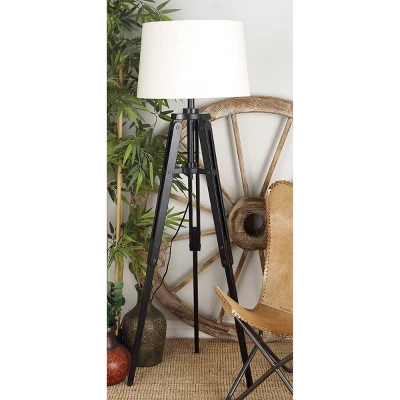 Industrial Wood Floor Lamp Black - Olivia & May 3 Industrial Wood Floor Lamp Black - Olivia & May