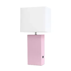 21" Lexington Leather Base Modern Home Decor Bedside Table Lamp With USB Charging Port And Fabric Shade - Lalia Home 34 21" Lexington Leather Base Modern Home Decor Bedside Table Lamp With USB Charging Port And Fabric Shade - Lalia Home -Safavieh Store GUEST 861a3304 dcaa 4fbd 9ea6 8c0cdc80cb69