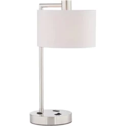 360 Lighting Colby Modern Desk Lamps 21" High Set Of 2 Brushed Nickel With USB And AC Power Outlet In Base White Linen Drum Shade For Bedroom Office -Safavieh Store GUEST 86792dc3 db4e 49d0 bc61 cc6c9a1e23d5