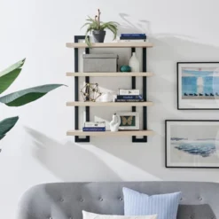 36" X 28.4" 4 Tier Floating Bracket Wall Shelf Unit - Danya B. -Safavieh Store GUEST 86aa318d 6348 481b 9aea 8c02a607ef1e