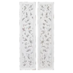 Set Of 2 Wood Floral Intricately Carved Scroll Wall Decors White - Olivia & May -Safavieh Store GUEST 89b45881 5b02 4630 b680 653f5b4ae42a