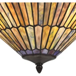 Robert Louis Tiffany Bronze Pendant Chandelier 20" Wide Rustic Peacock Stained Art Glass 3-Light Fixture For Dining Room House Kitchen Island Entryway -Safavieh Store GUEST 89ba01da 353a 4ef0 937e 3721538ebacb