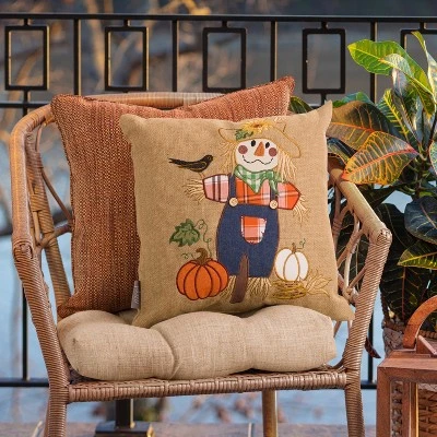 16.5"x16.5" Indoor Thanksgiving Scarecrow Square Throw Pillow - Pillow Perfect 5 16.5"x16.5" Indoor Thanksgiving Scarecrow Square Throw Pillow - Pillow Perfect - Image 3