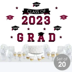 Big Dot Of Happiness Maroon Class Of 2023 Graduation Party Wall Decals Set Of 20