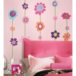 Flower Striped Peel And Stick Giant Wall Decal - RoomMates -Safavieh Store GUEST 8f0530ae 9b2d 4832 996f 3ef8c13c1670