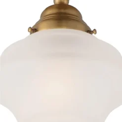 Regency Hill Schoolhouse Floating Modern Farmhouse Ceiling Light Semi Flush Mount Fixture 7" Wide Brass White Glass Shade For Bedroom Living Room Home -Safavieh Store GUEST 90220138 7f0c 46f8 aafd 54c6337bd47b