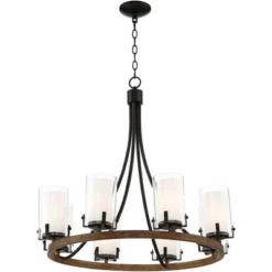 Stiffel Black Wood Wagon Wheel Chandelier 29 1/2" Wide Industrial Clear Outer Frosted Inner Glass 8-Light For Dining Room House 15 Stiffel Black Wood Wagon Wheel Chandelier 29 1/2" Wide Industrial Clear Outer Frosted Inner Glass 8-Light For Dining Room House -Safavieh Store GUEST 912dab1f a1cc 4e8d beae de640d93ebcf
