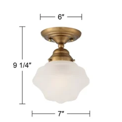 Regency Hill Schoolhouse Floating Modern Farmhouse Ceiling Light Semi Flush Mount Fixture 7" Wide Brass White Glass Shade For Bedroom Living Room Home -Safavieh Store GUEST 91671581 8163 40e5 bfb7 4d9769b967ca