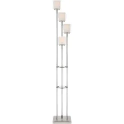 Possini Euro Design Athena Modern Floor Lamp 72" Tall Brushed Nickel 4 Light Tree Clear Outer Opal Inner Double Glass Shade For Living Room Bedroom -Safavieh Store GUEST 9216fb98 adc6 4062 a2b3 d139c90db34a