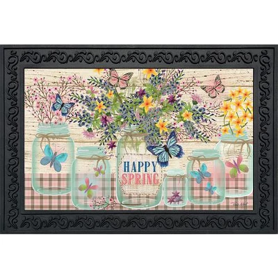 Happy Spring Mason Jar Floral Doormat Indoor Outdoor 30" X 18" Briarwood Lane 3 Happy Spring Mason Jar Floral Doormat Indoor Outdoor 30" X 18" Briarwood Lane