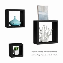 Floating Shelves- Cube Wall Shelf Set With Hidden Brackets, 3 Sizes To Display Decor, Books, Photos, More- Hardware Included By Hastings Home (Black) -Safavieh Store GUEST 925bc2be 3192 4a73 aa86 84d4f6820c7d