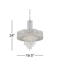 Vienna Full Spectrum Crystal Cascade Chrome Chandelier 19 1/2" Wide Modern 9-Light LED Fixture For Dining Room House Kitchen Island Entryway Bedroom -Safavieh Store GUEST 92f86ceb ca38 4c04 9086 a1c2f1402a3d
