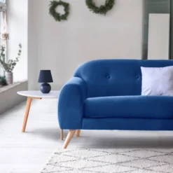 8.66" Petite Ceramic Orb Base Bedside Table Desk Lamp With Matching Tapered Drum Fabric Shade Blue - Creekwood Home -Safavieh Store GUEST 93d96d50 c856 489a afe9 5d8cef5bae43