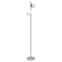 66" Tall Mid-Century Modern Tree Floor Lamp With Dual White Glass Globe Shade Brushed Nickel - Simple Designs -Safavieh Store GUEST 942384be 5b8c 41fb a2df 8a230e2e6f04