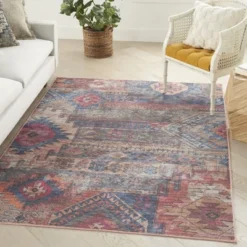 Nicole Curtis Machine Washable Distressed Southwestern Indoor Rug